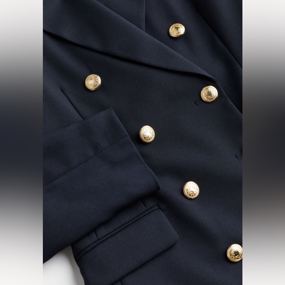 H&M Navy Blue Double Breasted Blazer - Picture 5 of 6